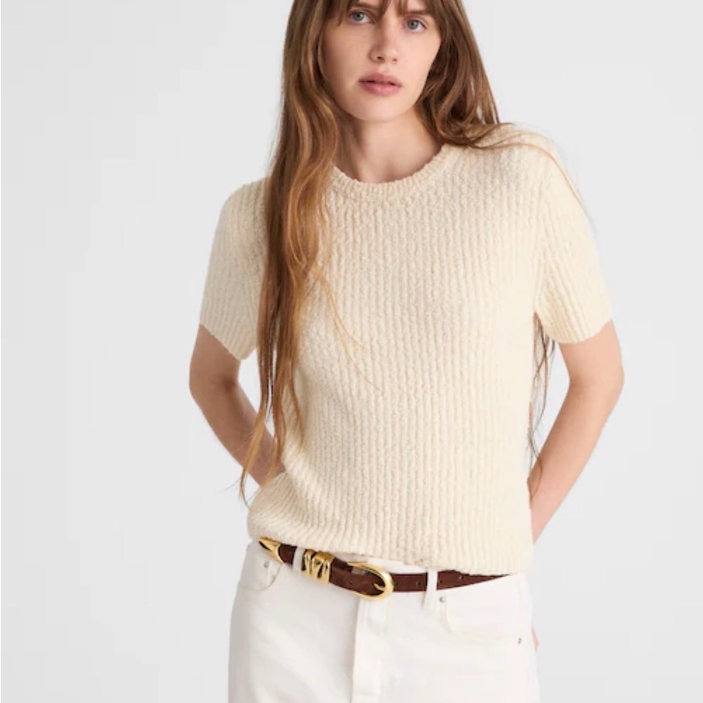 Bouclé-Knit Crewneck Sweater Tee